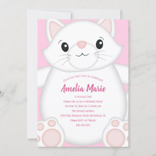 Cat Födelsedagsfest Kattunge Rosa Inbjudningar