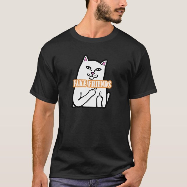 Cat Fook Fake Friends T Shirt (Framsida)