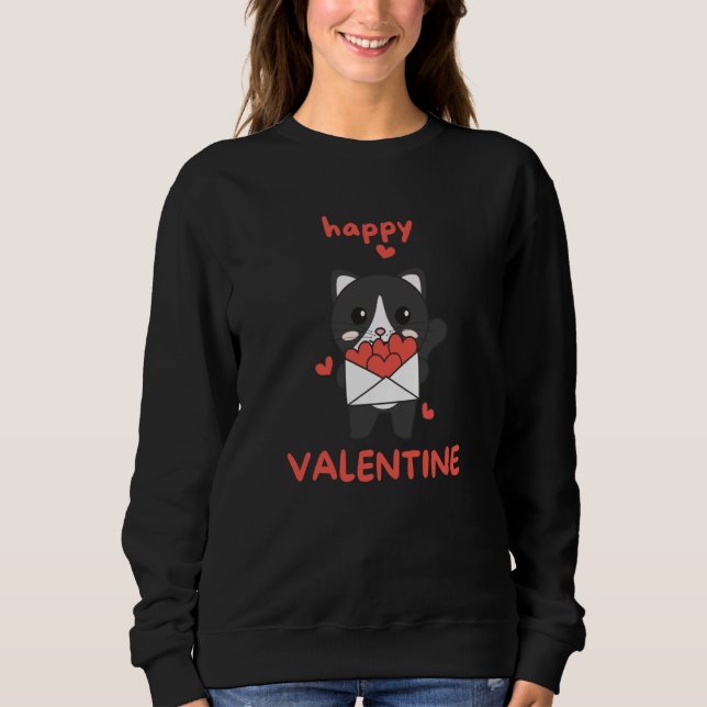 Cat For Valentine's Day Cute Animals With Hearts   T Shirt (Framsida)