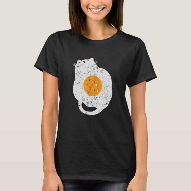 Cat Fried Egg Vintage  Food Cat T Shirt (Framsida)