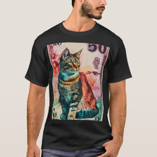 Cat frimärke-sedel med en valör av 50 katt t shirt