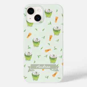 Cat Froth Matcha Grönt Tea Mönster