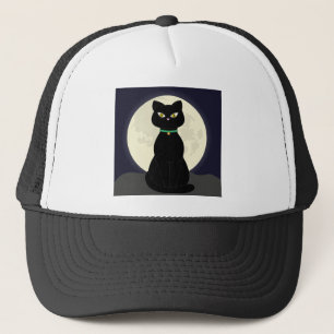 Cat Full Moon Night Måne Halloween Pet Magic Keps