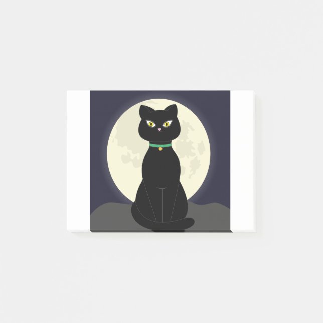 Cat Full Moon Night Måne Halloween Pet Magic Post-it Block (Framsida)