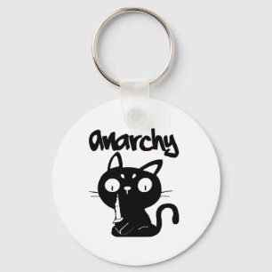 Cat Funny Anarchy Halloween Animals for Women Mana Nyckelring