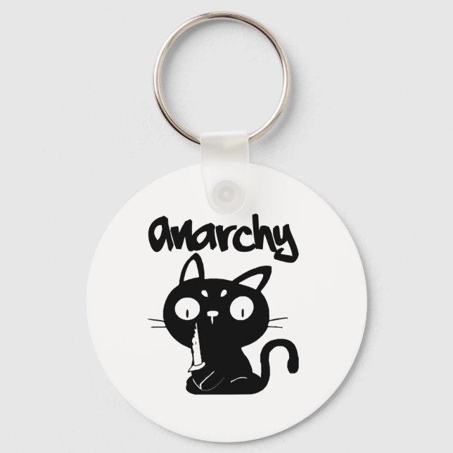 Cat Funny Anarchy Halloween Animals for Women Mana Nyckelring (Framsida)