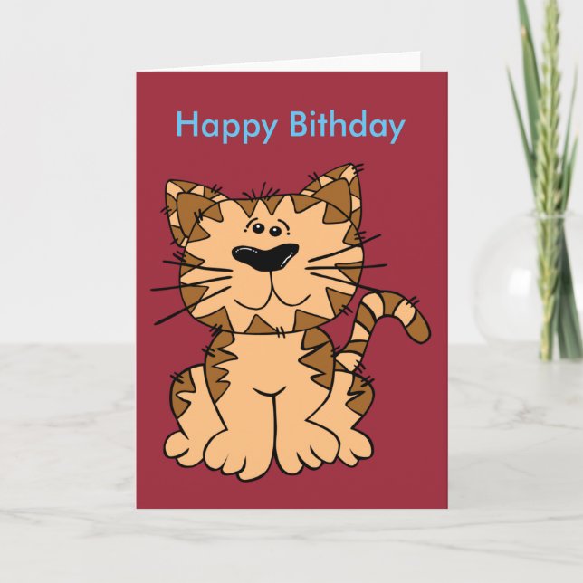 Cat Funny Birthday vyvykort Kort (Framsida)