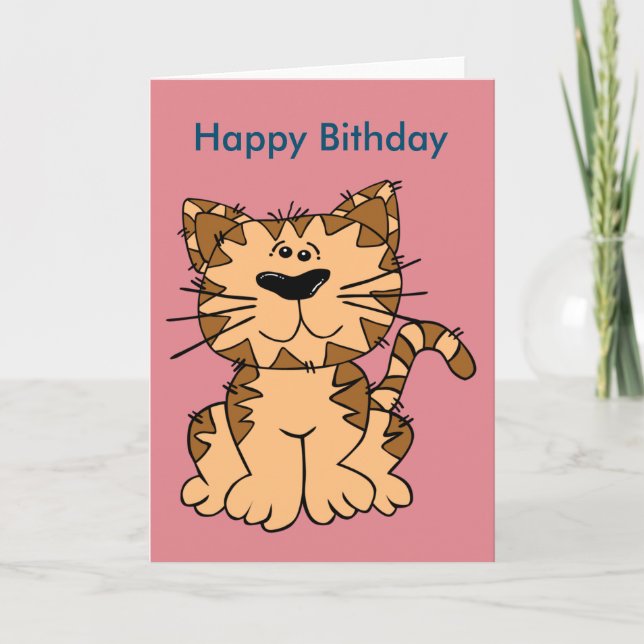 Cat Funny Birthday vyvykort Kort (Framsida)
