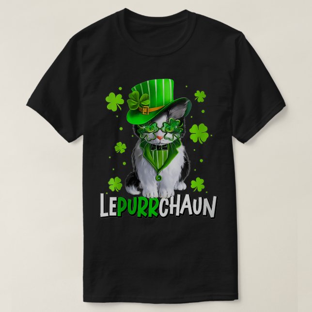 Cat Funny Cat Lover Shamrock St patricks day T Shirt (Design framsida)