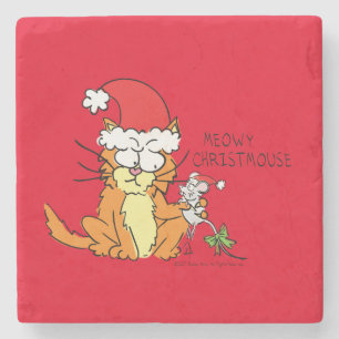 Cat Funny jul Tecknad Cute Mouse Stenunderlägg