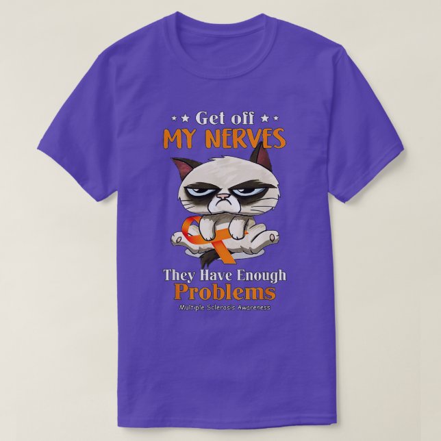 Cat Funny Många Sclerosis Awareness T Shirt (Design framsida)