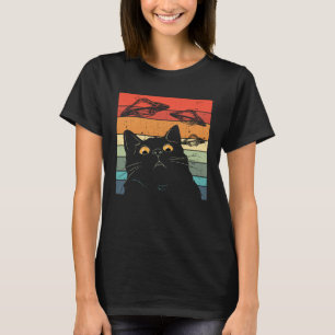Cat Galaxy Cat Spaceship Alien Cat UFO T Shirt