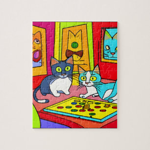 Cat Game Night Pussel