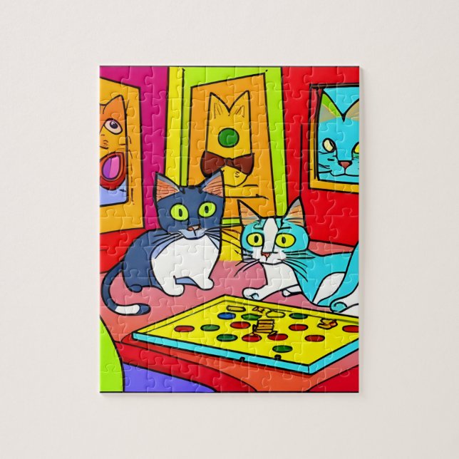 Cat Game Night Pussel (Vertikal)