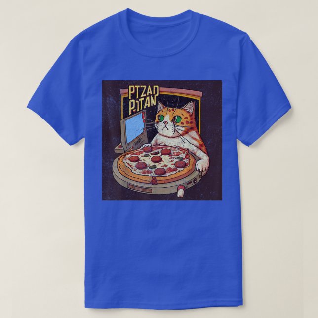 Cat Gaming Pizza T Shirt (Design framsida)
