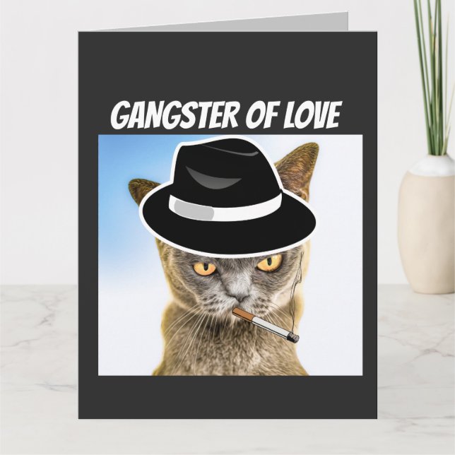CAT GANGSTER BIRTHDAY OVERSIZED Greeting Card Kort (Framsida)