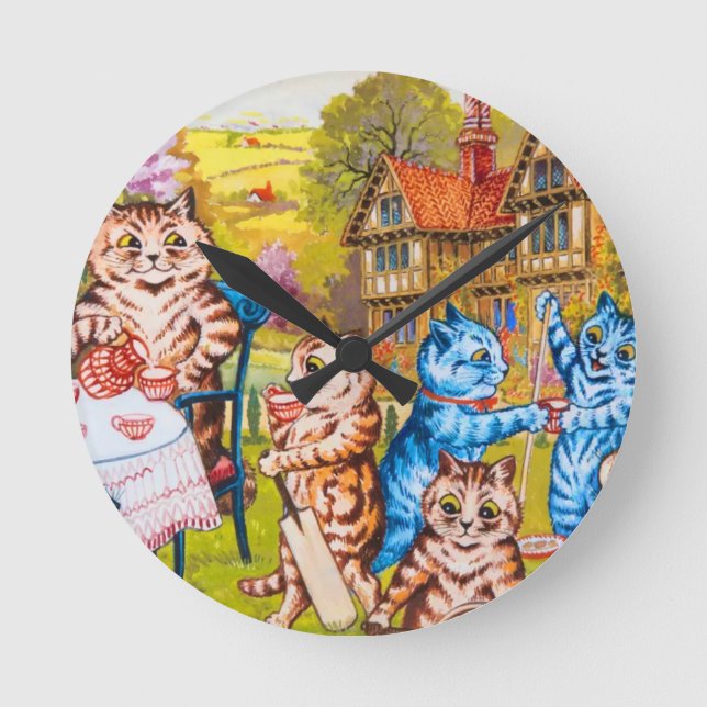 Cat Garden Party Rund Klocka (Framsida)