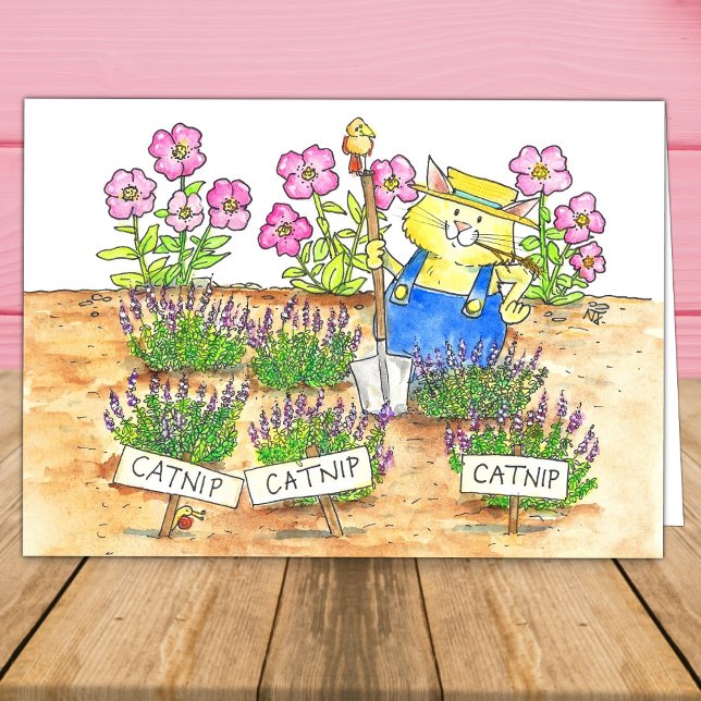 Cat Gardener Hälsning Kort (Skapare uppladdad)