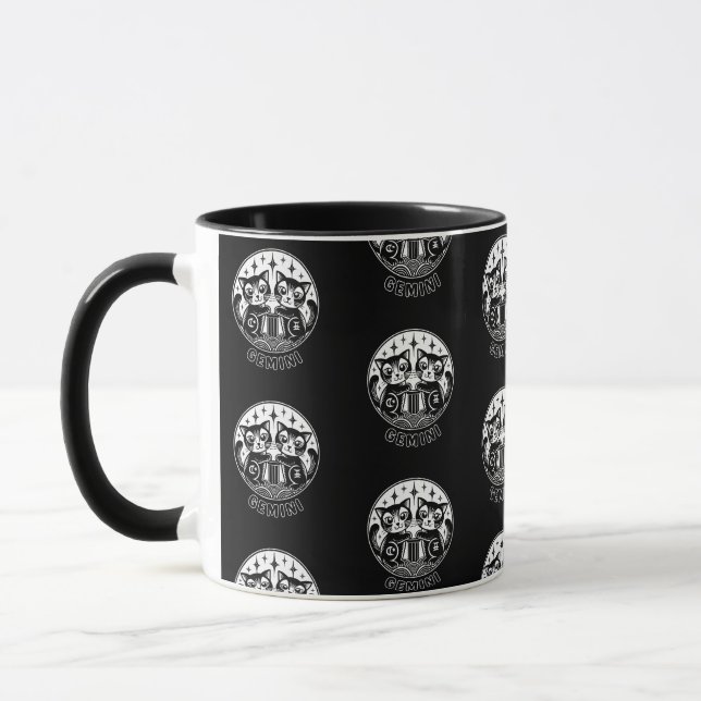 Cat Gemini Zodiac Black Mugg (Vänster)