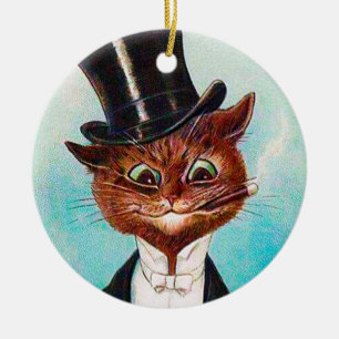 Cat gentleman, Louis Wain Julgransprydnad Keramik