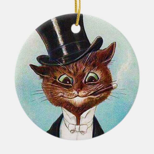 Cat gentleman, Louis Wain Julgransprydnad Keramik (Framsidan)