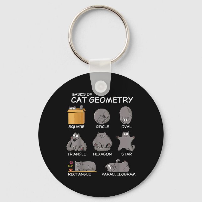 Cat Geometry Math Funny Cat Gifts for Cat Pappa, C Nyckelring (Framsida)