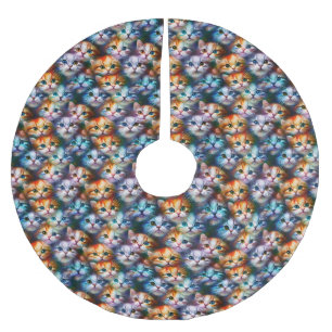 Cat Gift Cute Cat Ansikte Julgransmatta Borstad Polyester