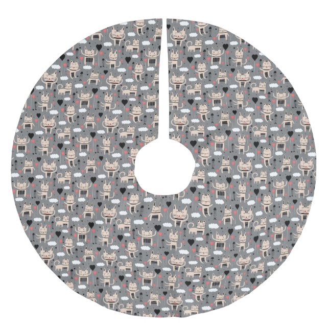 Cat Gift | Cute Cat Mönster Chilensk Julgransmatta Borstad Polyester (Framsidan)