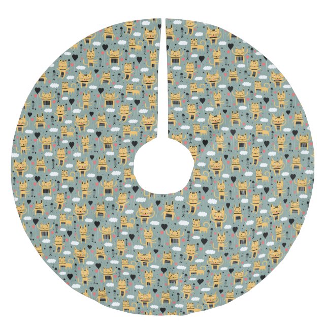 Cat Gift | Cute Cat Mönster Chilensk Julgransmatta Borstad Polyester (Framsidan)