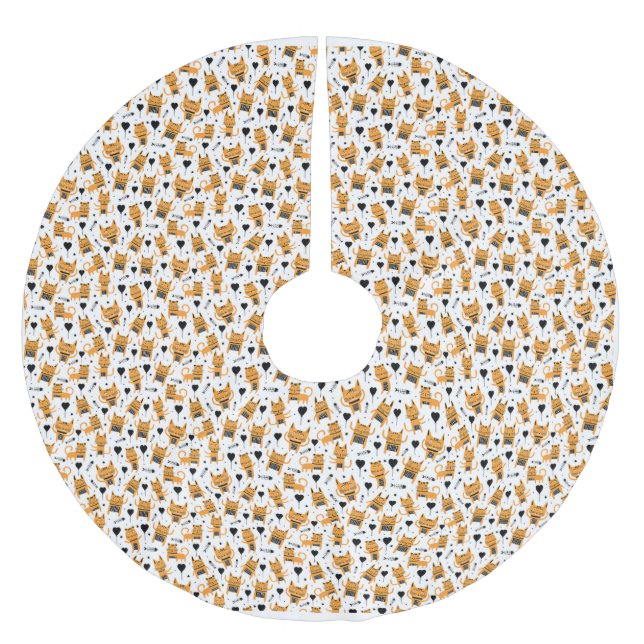 Cat Gift | Cute Cat Mönster Chilensk Julgransmatta Borstad Polyester (Framsidan)