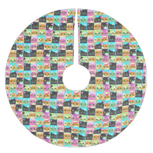 Cat Gift Cute Kawaii Cat Mönster Julgransmatta Borstad Polyester