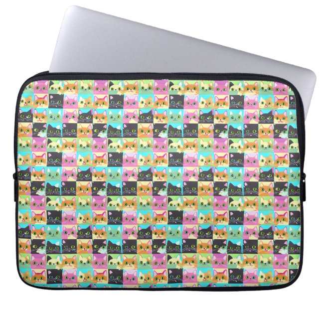 Cat Gift | Cute Kawaii Cat Mönster Laptop Fodral (Framsidan)