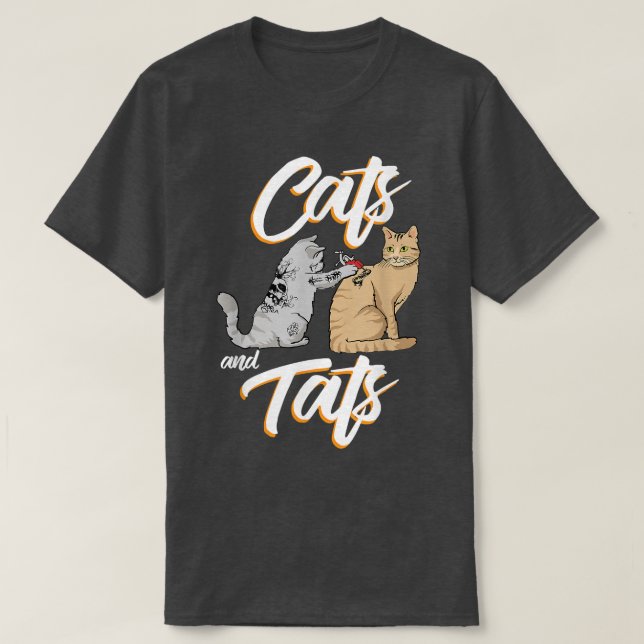 Cat Gift här Cute Cats och Tats T Shirt (Design framsida)
