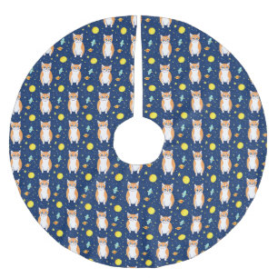 Cat Gift Rymdkatt Mönster-grafik Julgransmatta Borstad Polyester