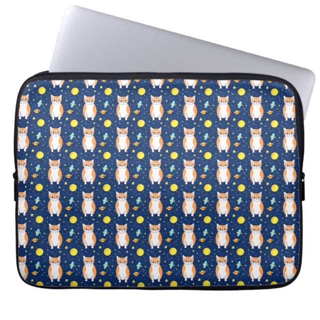 Cat Gift | Rymdkatt Mönster-grafik Laptop Fodral (Framsidan)