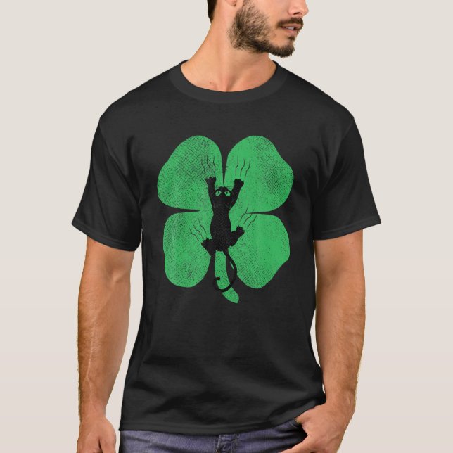 Cat Gift St. Patrick's Day Shamrock Klöver Irish C T Shirt (Framsida)