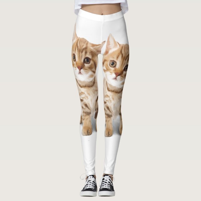CAT GINGER KITTEN YOGA BYXOR LEGGINGINGS (Framsida)
