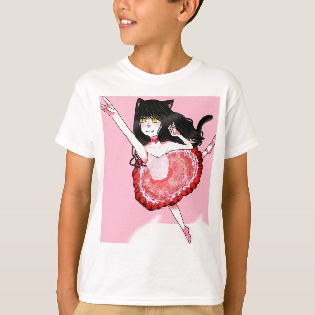 Cat Girl Ballerina T Shirt (Framsida)