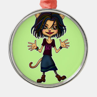 cat girl julgransprydnad metall