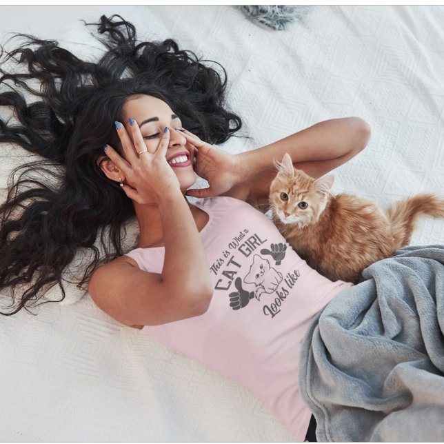 Cat Girl ser ut som tummen upp Linne Med Racerback (Skapare uppladdad)