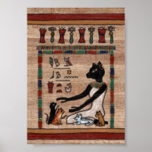 Cat Goddess Bast med hennes Kittens Poster