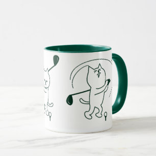 CAT GOLFER SHOT GIFT, FUNNY GOLF STROKE MUGG