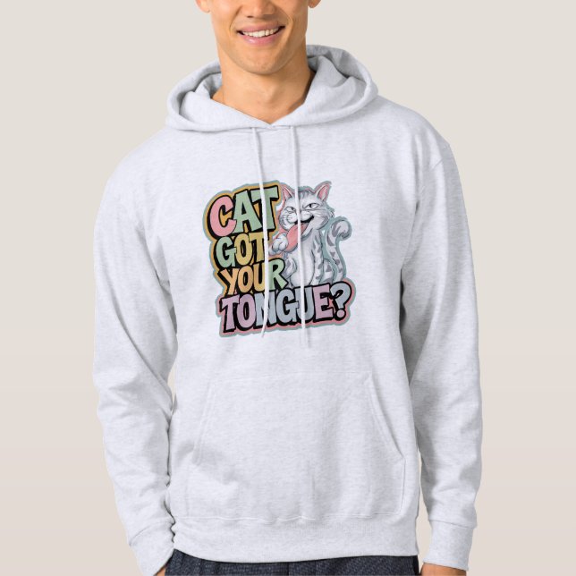 Cat Got Your Tongue? Funny Mischievous Kitty Hoodi Hoodie (Framsida)