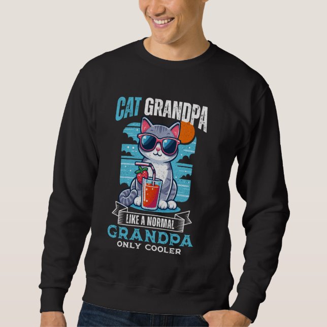 Cat Grandpa Cooler Cat Lover Grandpa Cat Grandfatf Lång Ärmad Tröja (Framsida)