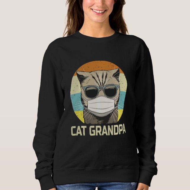 Cat Grandpa Sunglasses Ansikte Mask Tee Fars dag Q (Framsida)