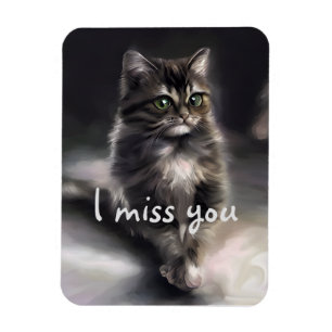 Cat-Grått-katt Jag saknar dig Magnet