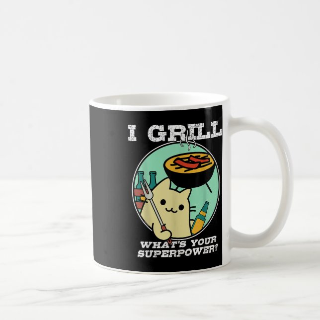 Cat Grilling Superpower Camping Bbq Funny Kaffemugg (Höger)