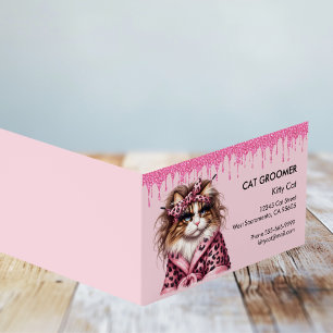 Cat Groomer Sitter Rosa Glitter Loyalty Visitkort