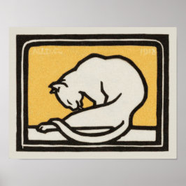 Cat Grooming av Julie de Graag Art nouveau Poster