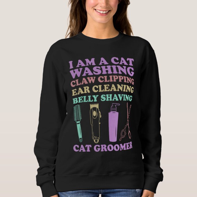 Cat Grooming For Cat Groomer Cat Hairdresser Cats  T Shirt (Framsida)